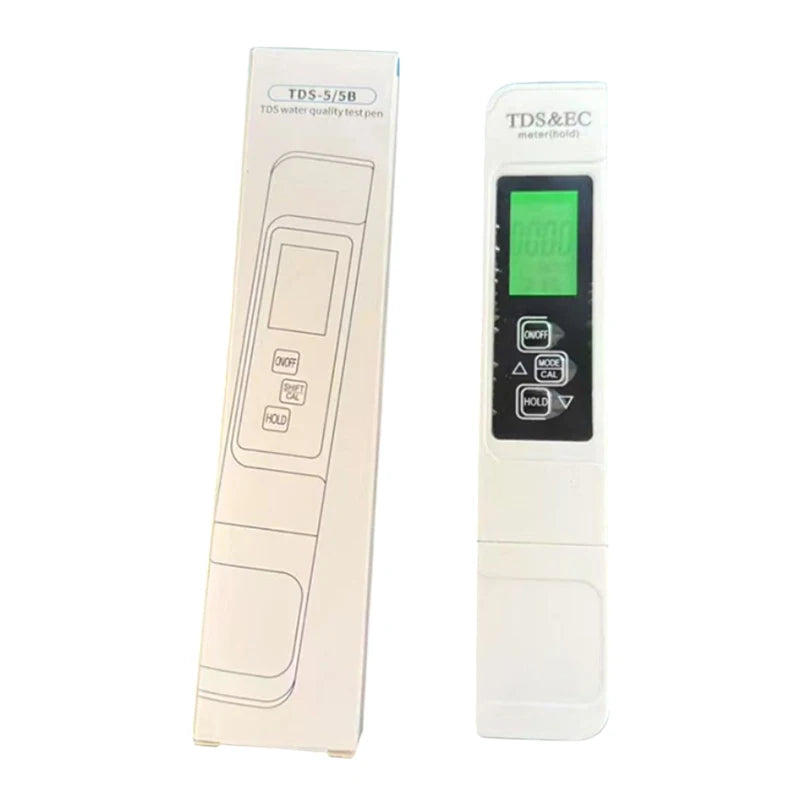 1PC White Digital Water Quality Tester TDS EC Meter Range 0 To 9990 Multifunction Water Purity Temperature TEMP PPM Tester〔YY24〕