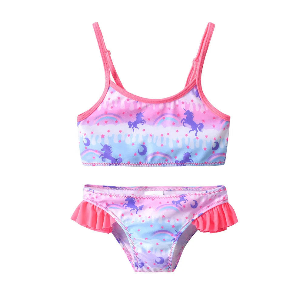 DXTON Girls 2 pcs Swimwear Suit Kids Flag Print Stars Stripe Swimsuit Children Bikini Sets for Summer Beachwear Bathing suit