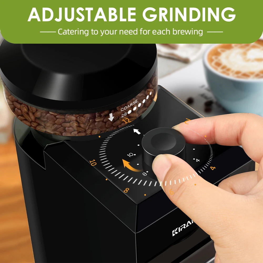 Electric Coffee Grinder Automatic Burr Mill Coffee Bean Grinding with 28 Grind Settings for Espresso French Press 2-12 Cups