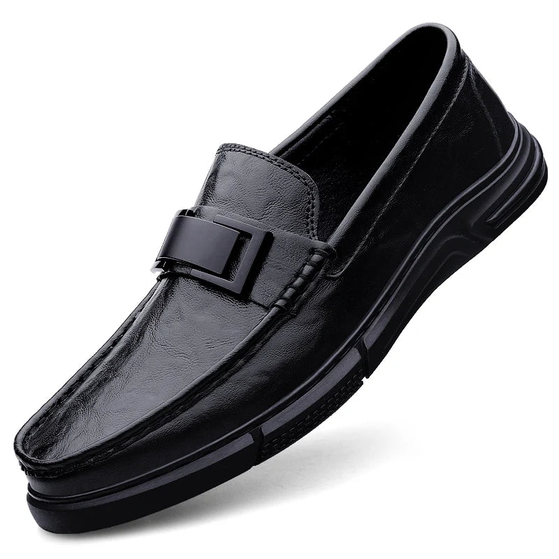 Premium Men's Patent Leather Loafers  Business Shoes Hollowed Out Breathable Men's Genuine Leather Casual Shoes Big Size 47 48