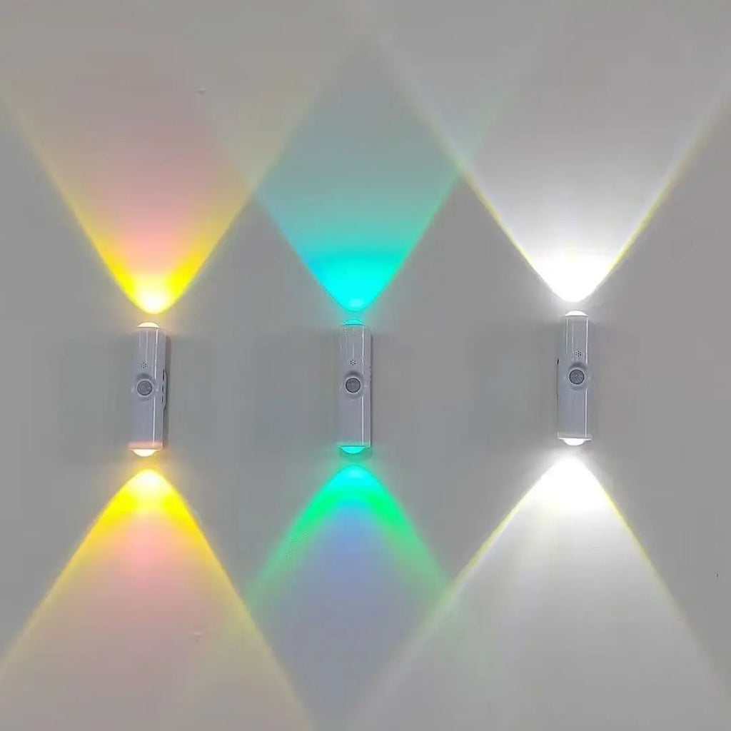 Smart RGB Double-head Wall Light Motion Sensor Magnetic Night Light Rechargeable Spotlight for Bedroom Closet Garden Room Decor