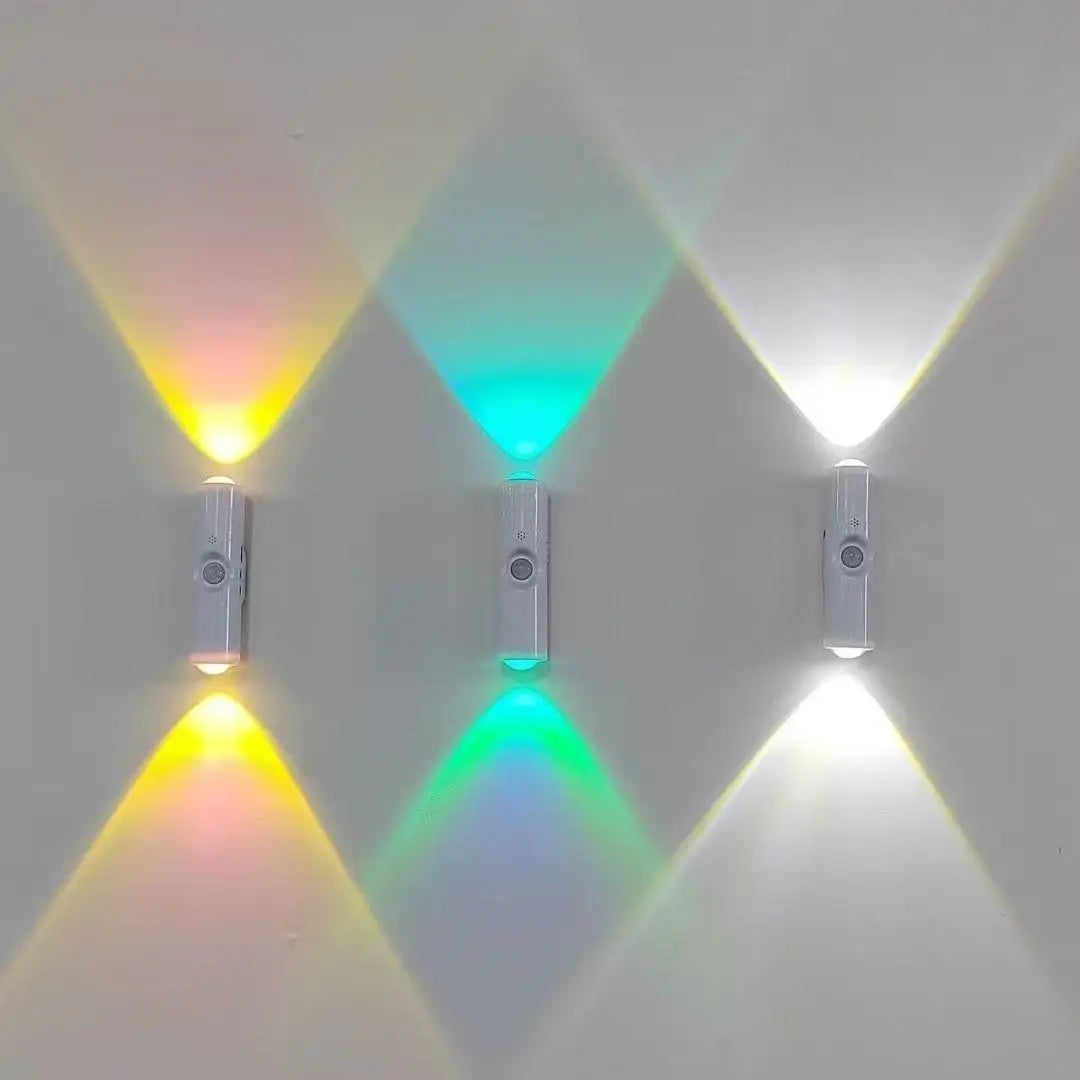 Smart RGB Double-head Wall Light Motion Sensor Magnetic Night Light Rechargeable Spotlight for Bedroom Closet Garden Room Decor