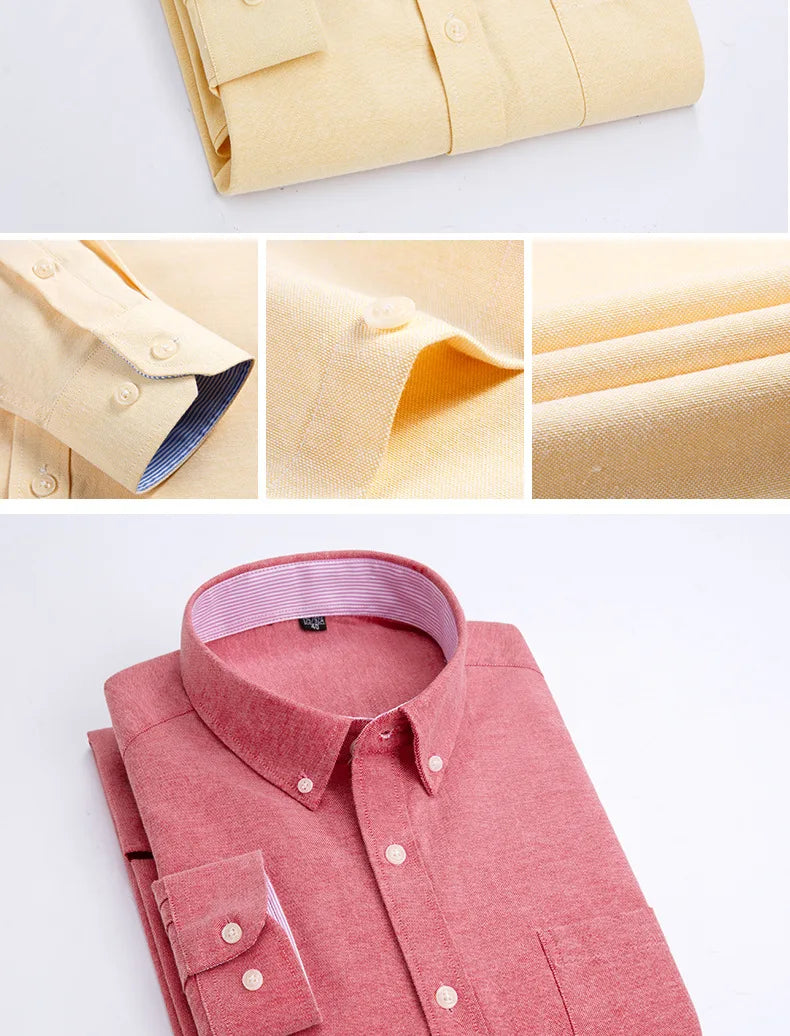 Men's Long Sleeve Shirt Spring Summer Autumn Winter Oxford Woven Slim Free Ironing Comfortable Soft Casual Fashion Simple Work