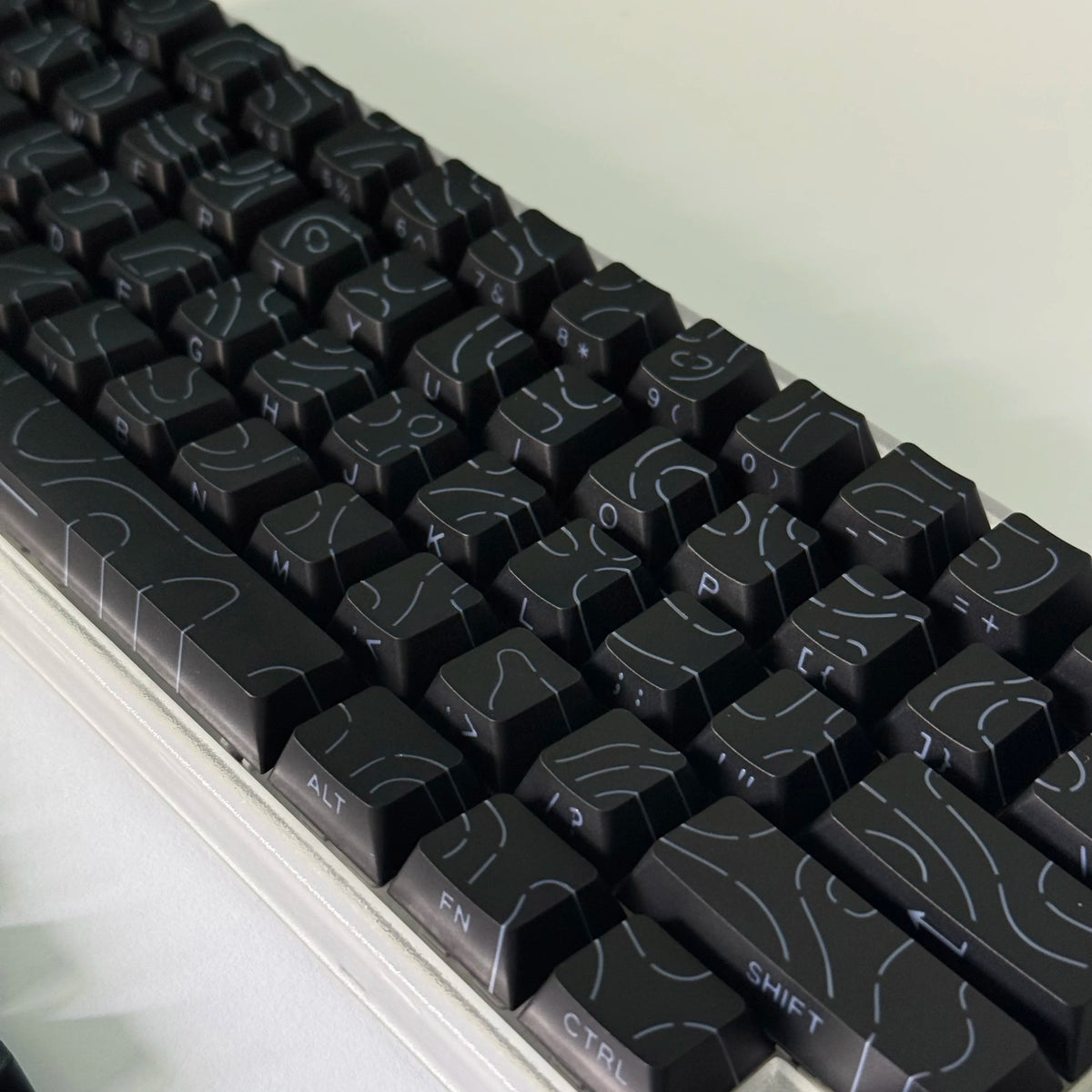Lines Sided Shine Through Keycaps Cherry Profile Black White 97/133 Keys Customer keycaps for Mechanical Keyboard 60% 65% 75%