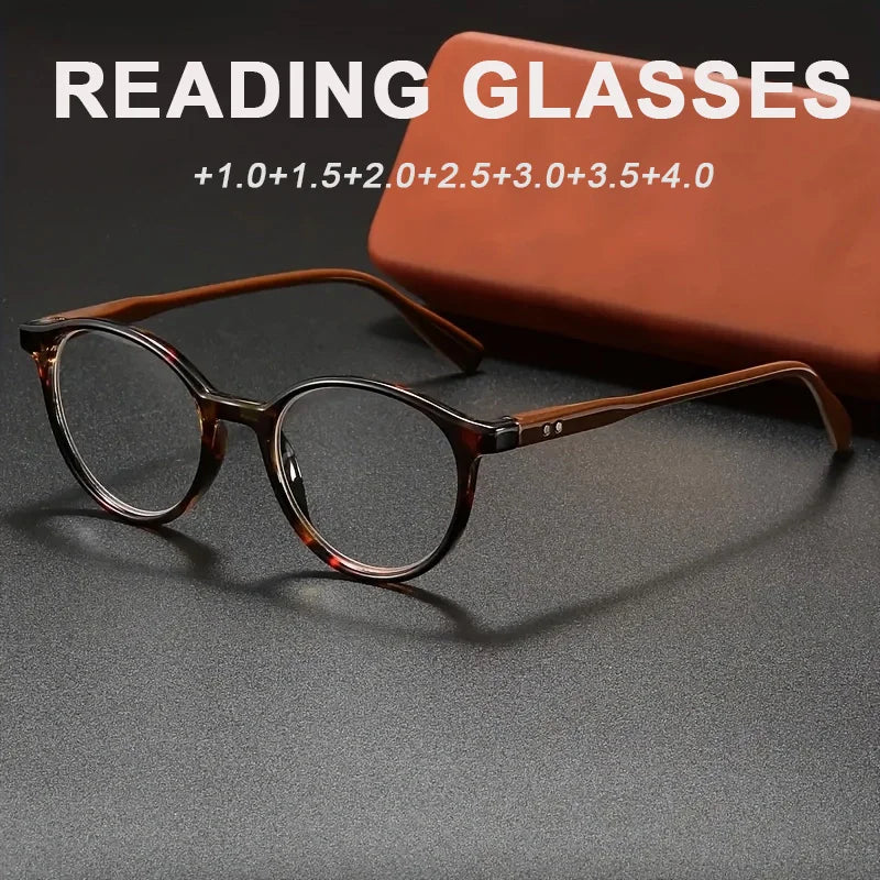 Elegant Retro Reading Glasses, Unisex Round PC Frame, High Definition Presbyopic Eyewear, Trendy Vintage Style