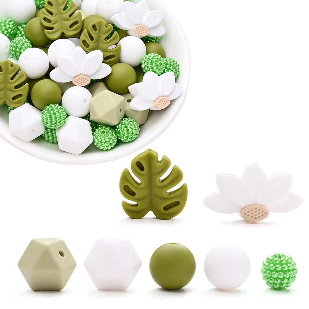7Pcs Silicone Bead Set Soft Non Toxic Biteable Silicone Beads for Handmade Pacifier Chain Teeth Grinding Jewelry