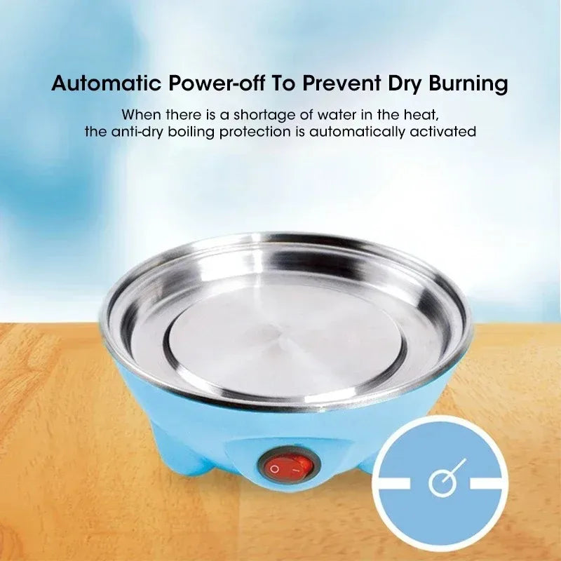 Máquina de cozer 7 ovos com desligamento automático, multifunções e portátil, ideal para cozer ovos e preparar pudim a vapor.