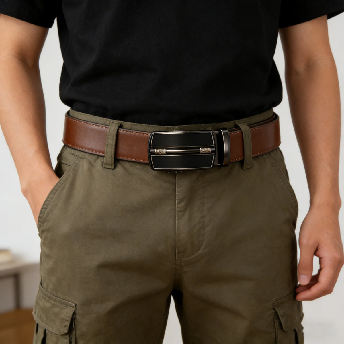 Men's Automatic Genuine Leather Luxury Belt Metal Automatic Buckle Male Waistband Designer High Quality Black Brown Waist Belts