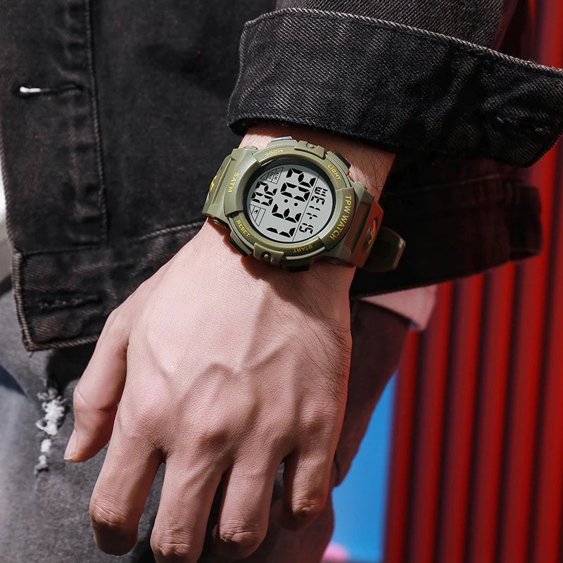TPW Digital Watch with Big Numbers 5ATM Water Resistant Day Date Alarm Function Adventure Watch