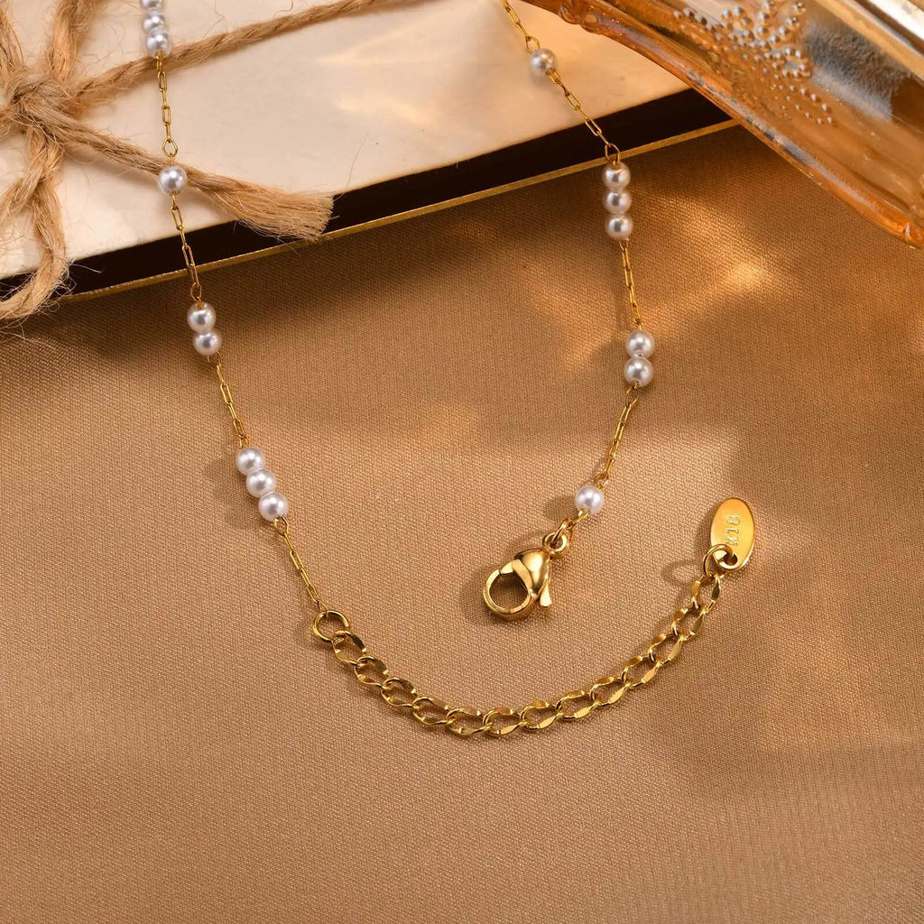 Women Pearl Long Necklace, Y Shape Pearl Drop Lariat Necklace, Waterproof Gold Plated Valentine's Day Gift