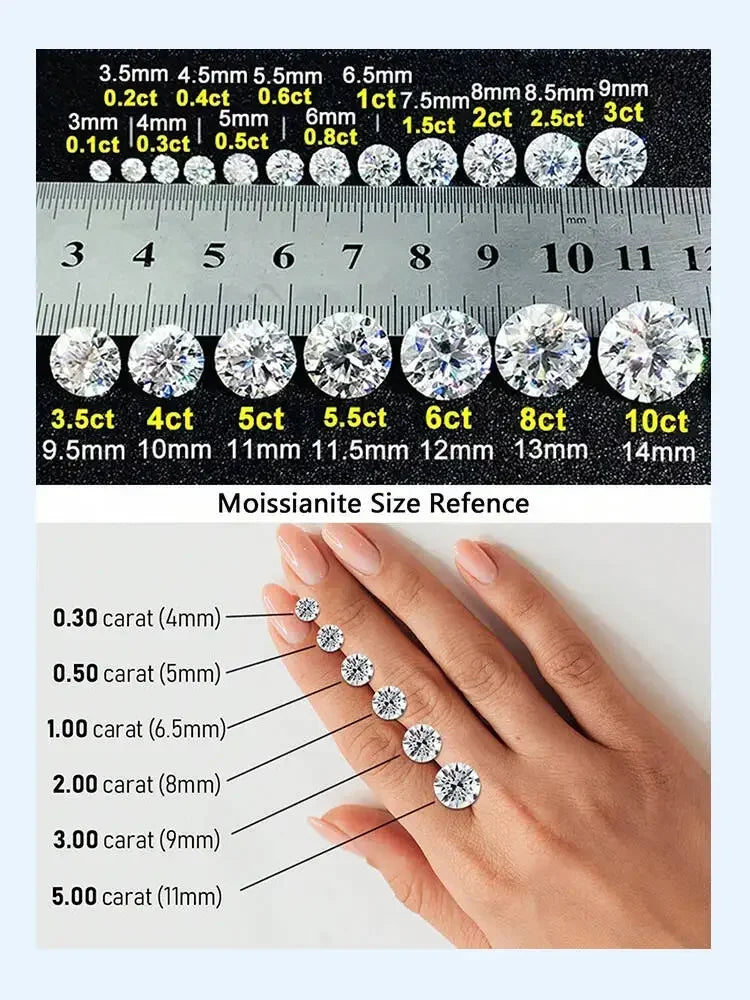 925 Sterling Silver Sparkling 1CT Real Moissanite Diamond Ring for Women Wedding Original High Quality Fine Jewelry