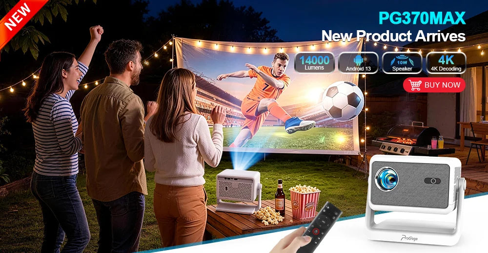 PROGAGA PG310 Mini Portable Projector 4K 1080P 720P Android 300Ansi BT5.4 Projetor PG310 Smart Home Theater Outdoor Video Beamer