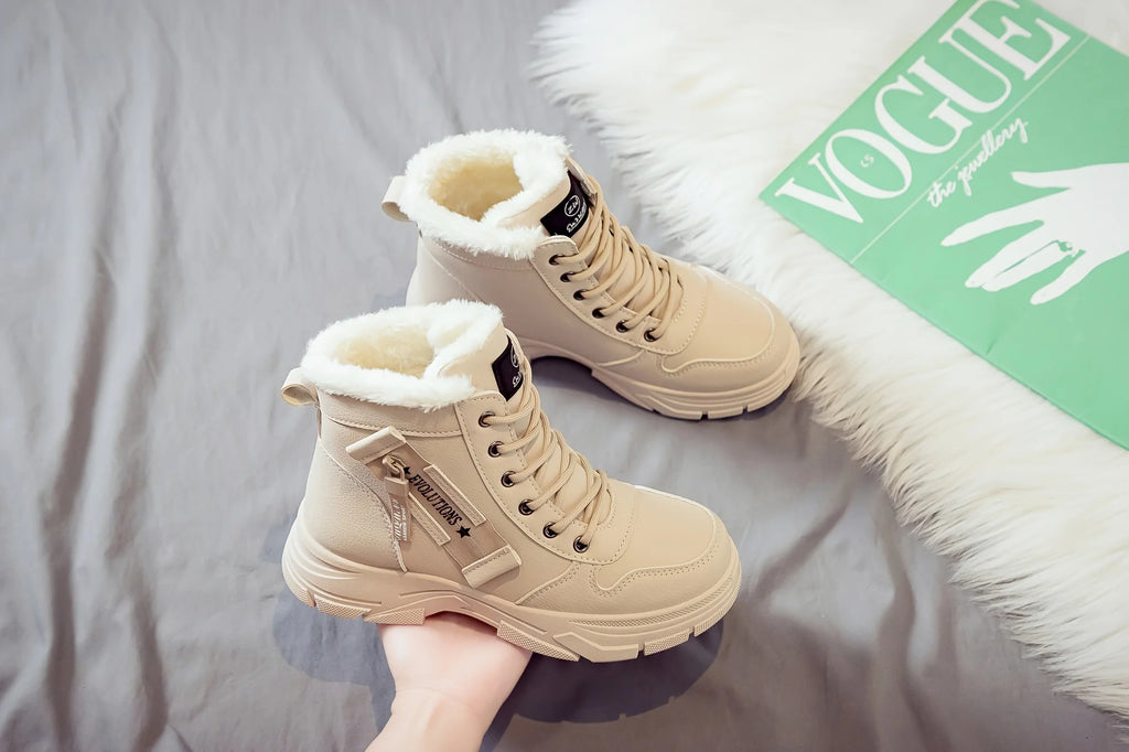 Botins de Senhora, Botins Curtos, Botas de Inverno com Forro Espesso e Isolamento, Elegantes e Versáteis, Botas de Inverno de Sola Grossa
