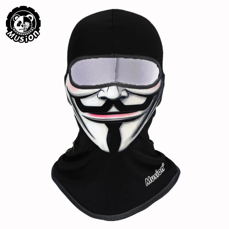 Musion Balaclava Helmet Liner Full Face Mask Skull Print Moto Topeng Muka Rider for Cycling and Riding Motorcycle