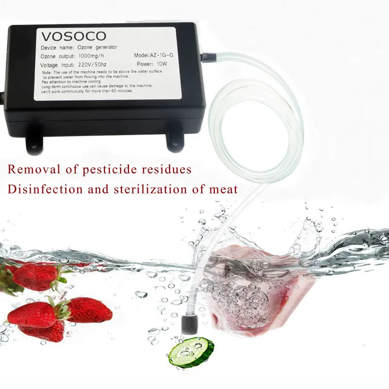 VOSOCO 1000mg Ozone Generator Ozonizer Water Air Purifier cleaner Fruit Vegetable Meat Clean Kitchen Toilet Deodorize 220V 110V