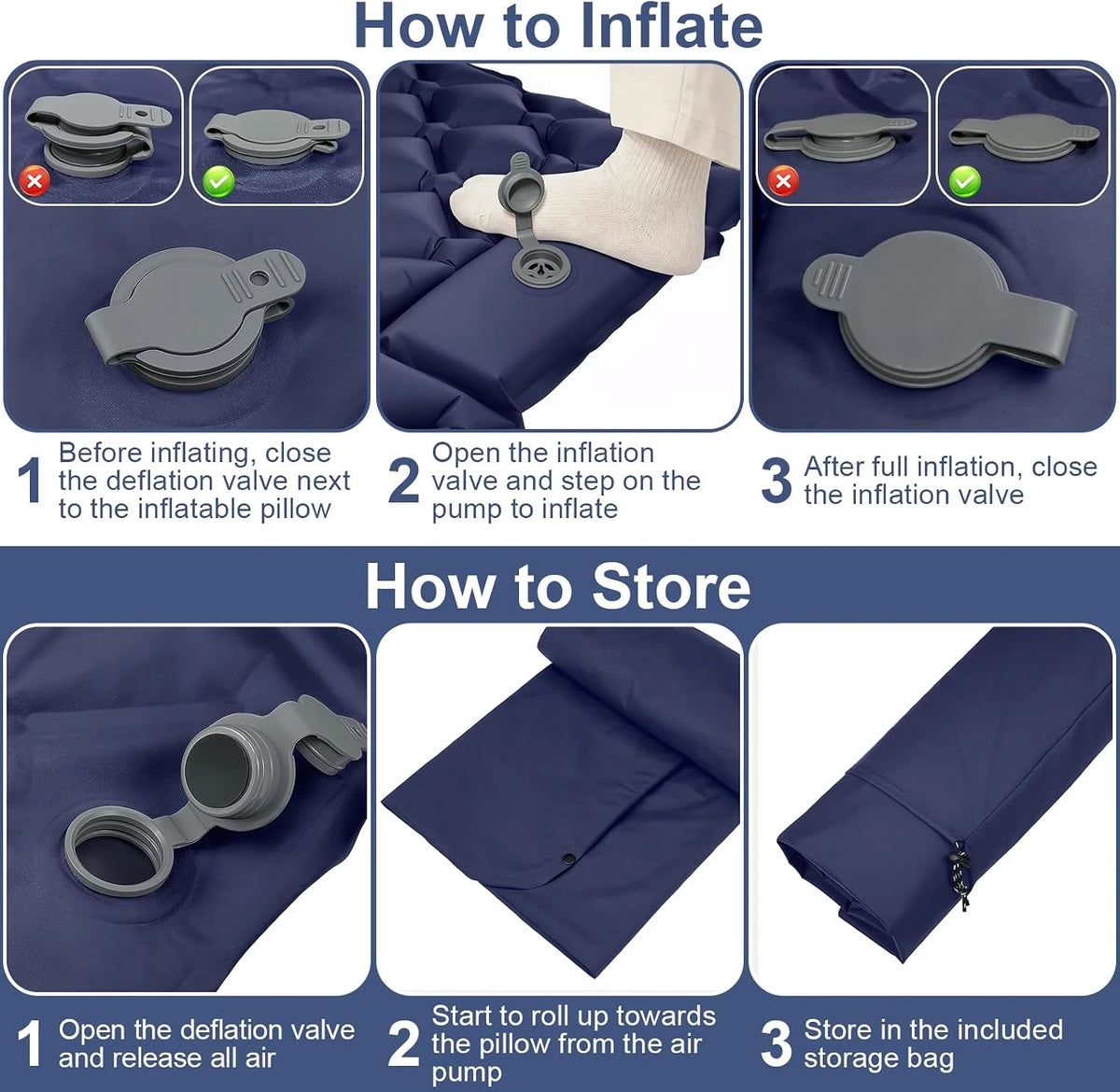 Camping Sleeping Pad, Ultralight Camping Mattress with Pillow Built-in Foot Pump,Self-inflating Sleep Mat