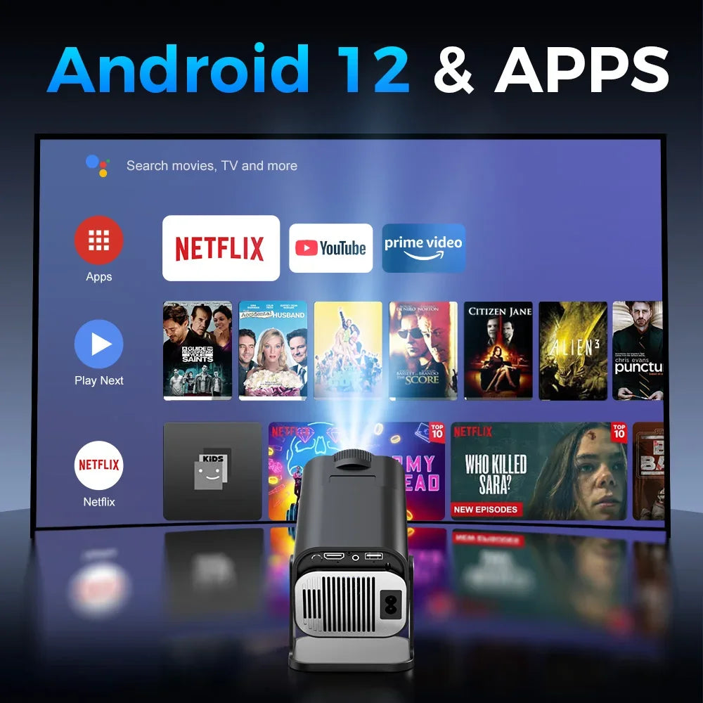 Portable  Projector, 4K Supported , WiFi 6 Bluetooth 5, Auto Keystone Correction, Android 11 Smart Home Theater Movie Projector