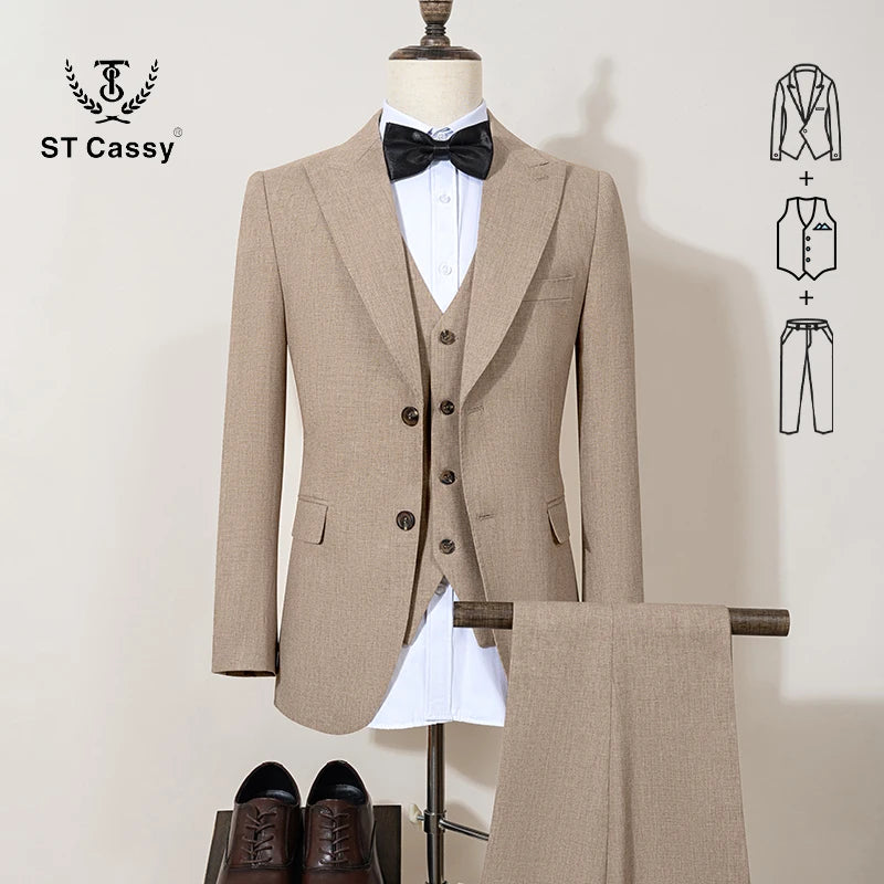 ST Cassy New 2 Buttons on Suit Modern Design Mens Office Wear Blazer Coustime Homme Luxe Bead Edge Craftsmanship