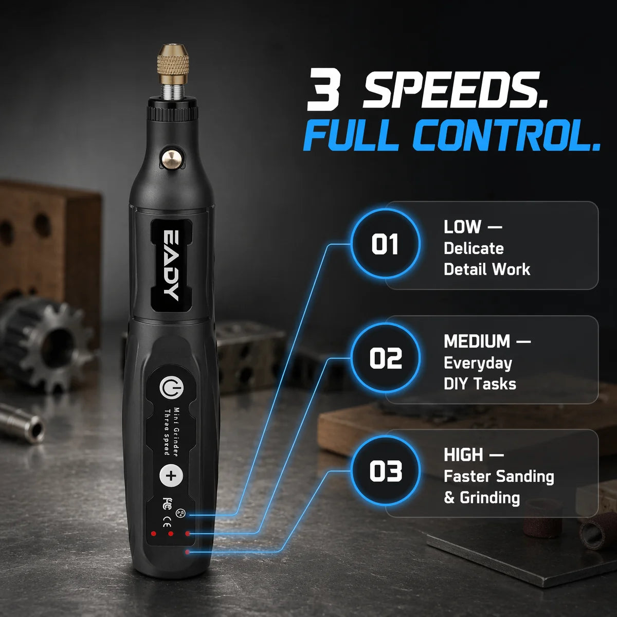 Mini Cordless Drill, 3-Speed Adjustable Rechargeable Rotary Tool, 1/33/62/110PCS Set, Small Grinder for DIY Craft