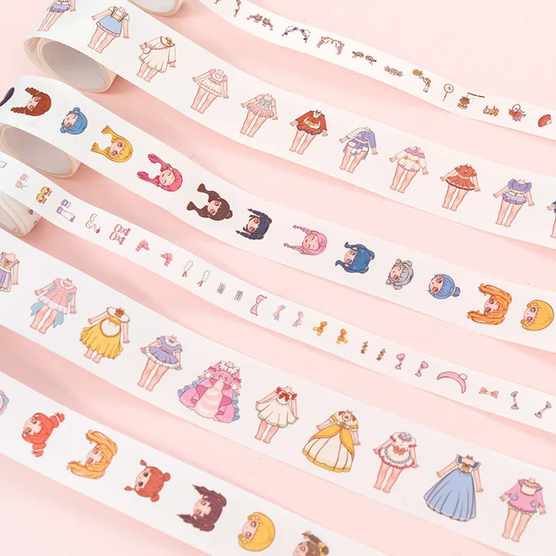 1Box Cute Cartoon Character Dress Up Tape Scrapbook Costume Change DIY Decorative Stickers Craft Supplies