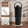Ceramic Tumbler with Handle Thermal Mug Large 24OZ Straw Portable Cold Coffee Thermos Lined Insulated Vacuum Flask Travel Bottle