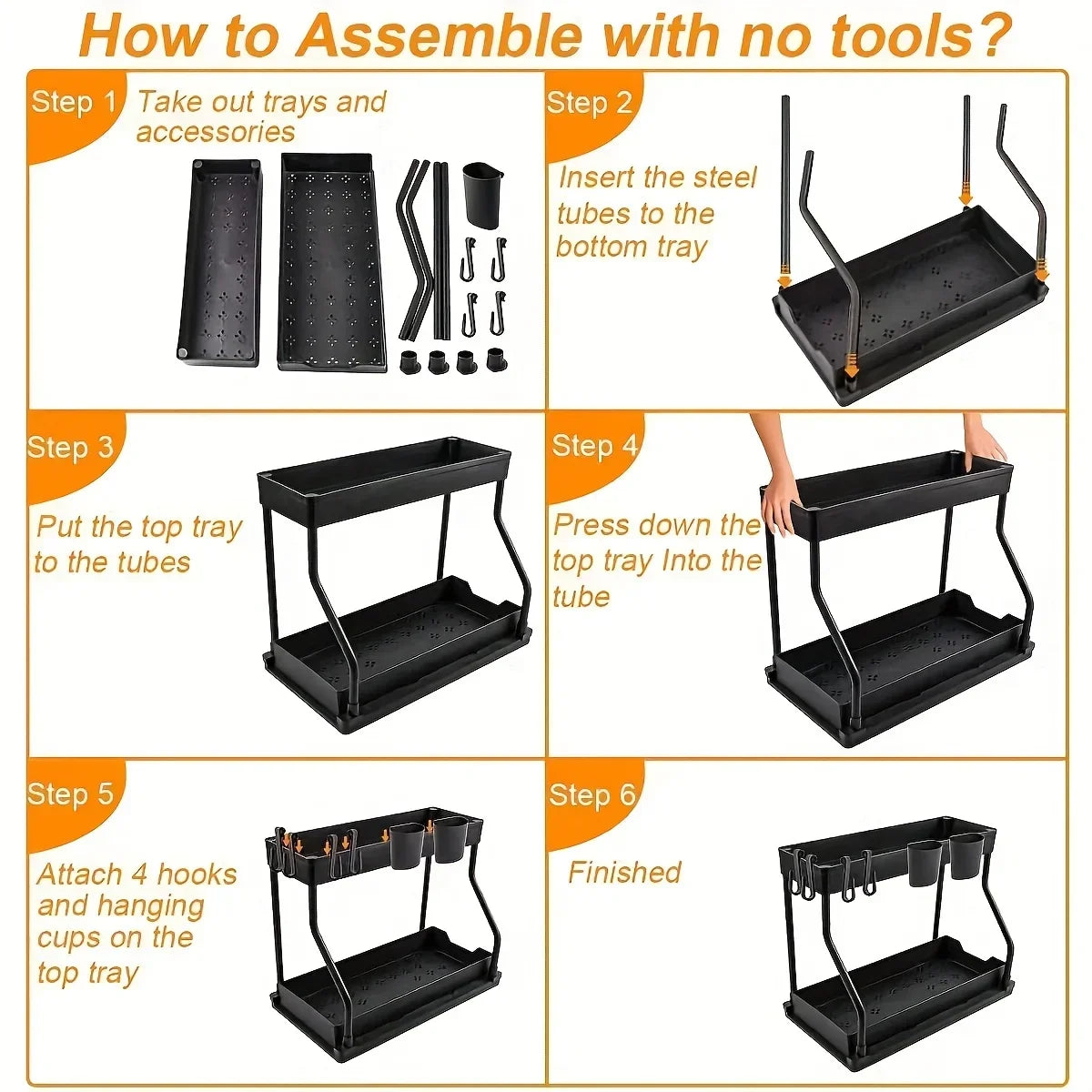 Kitchen lower sink rack Double pull-out countertop finishing rack Bathroom storage rack Kitchen storage rack