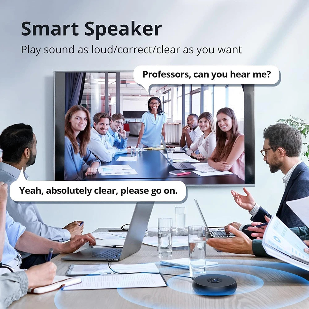 EMEET USB Wired Speakerphone Conference Speaker With 2 Mics 360° Voice Pickup Meeting Microphone for Zoom/WebEx/Microsoft Teams