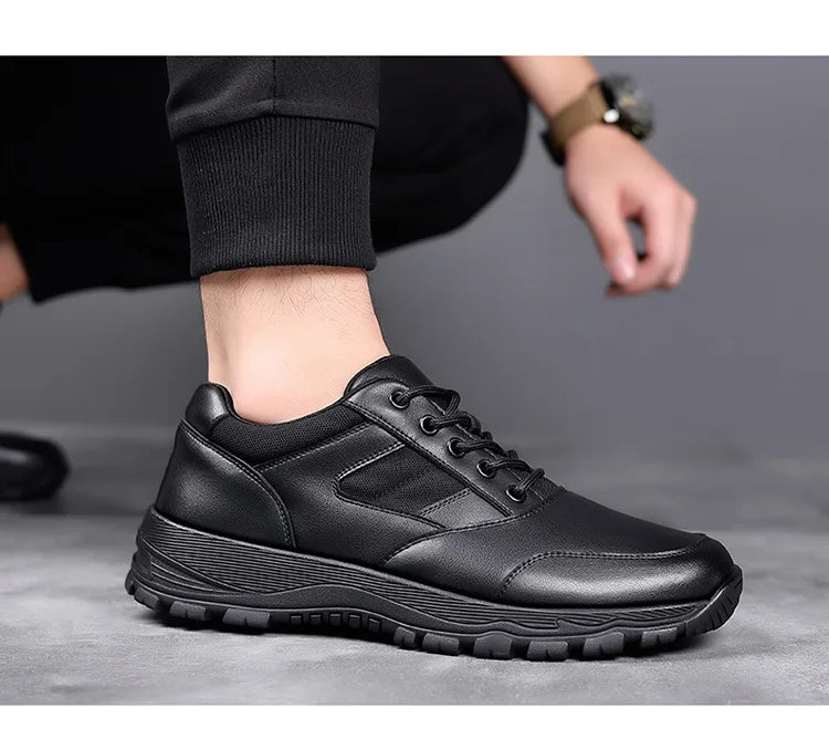 New Platform Cow Leather Casual Sneakers for Men Designer Autumn Winter Cotton Black Outdoor Men's Sports Shoes Zapatos Hombre