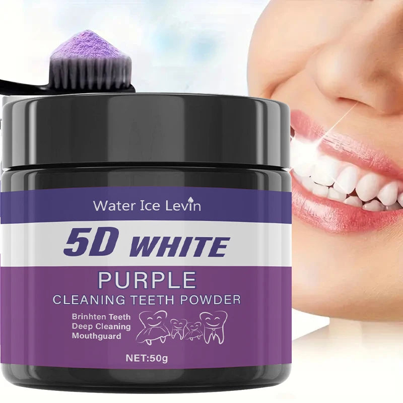 Purple Tooth Cleaning Powder - Sulfate-Free, Deep Cleaning and Polishing, Whitens Teeth in 5 Days, Portable for Daily Use and Travel