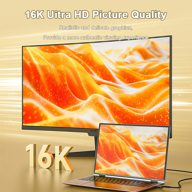 DisplayPort Cable 2.1 16K DP Cable 16k@60Hz 10K@120Hz 80Gbps HDR Video Audio Cable for Laptop TV Xbox Projector Monitors