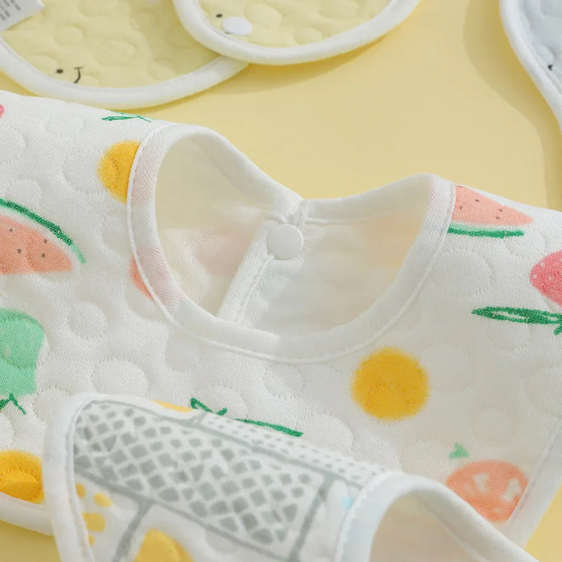 Random 3pcs Waterproof Baby Feeding Bibs 360 Degree Petal Infants Cotton Saliva Towel Newborn Toddler Soft Burp Cloth Kids Bib