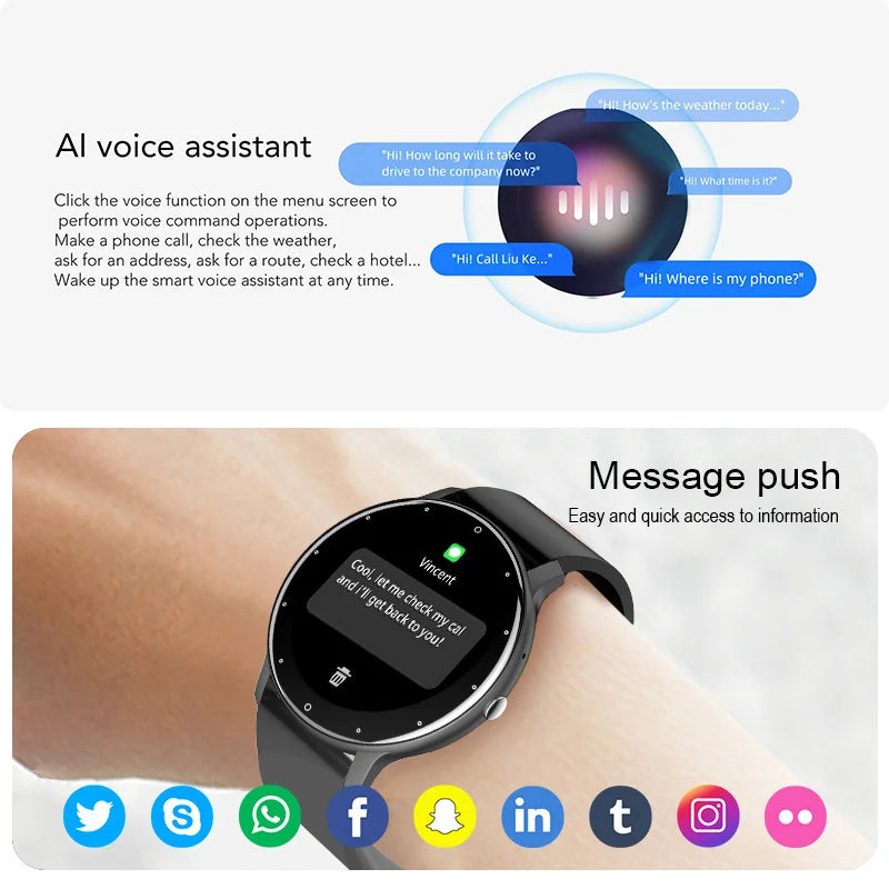 LIGE Smart Watch Women Men Full Touch Screen Bluetooth Call Smartwatch Waterproof Sports Fitness Tracker Watches for Android iOS
