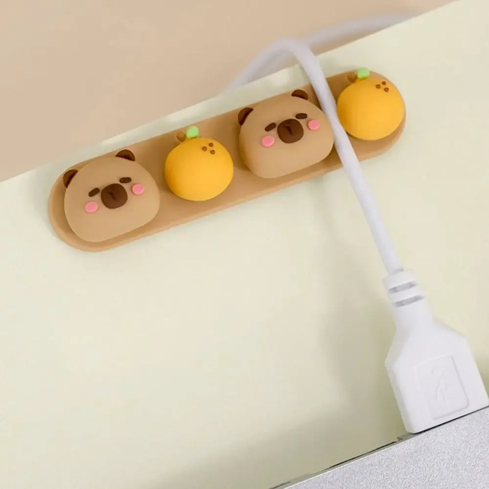 Cartoon Panda Cable Holder: Self-Adhesive Desk Wire Organizer for Phone Charging Cords