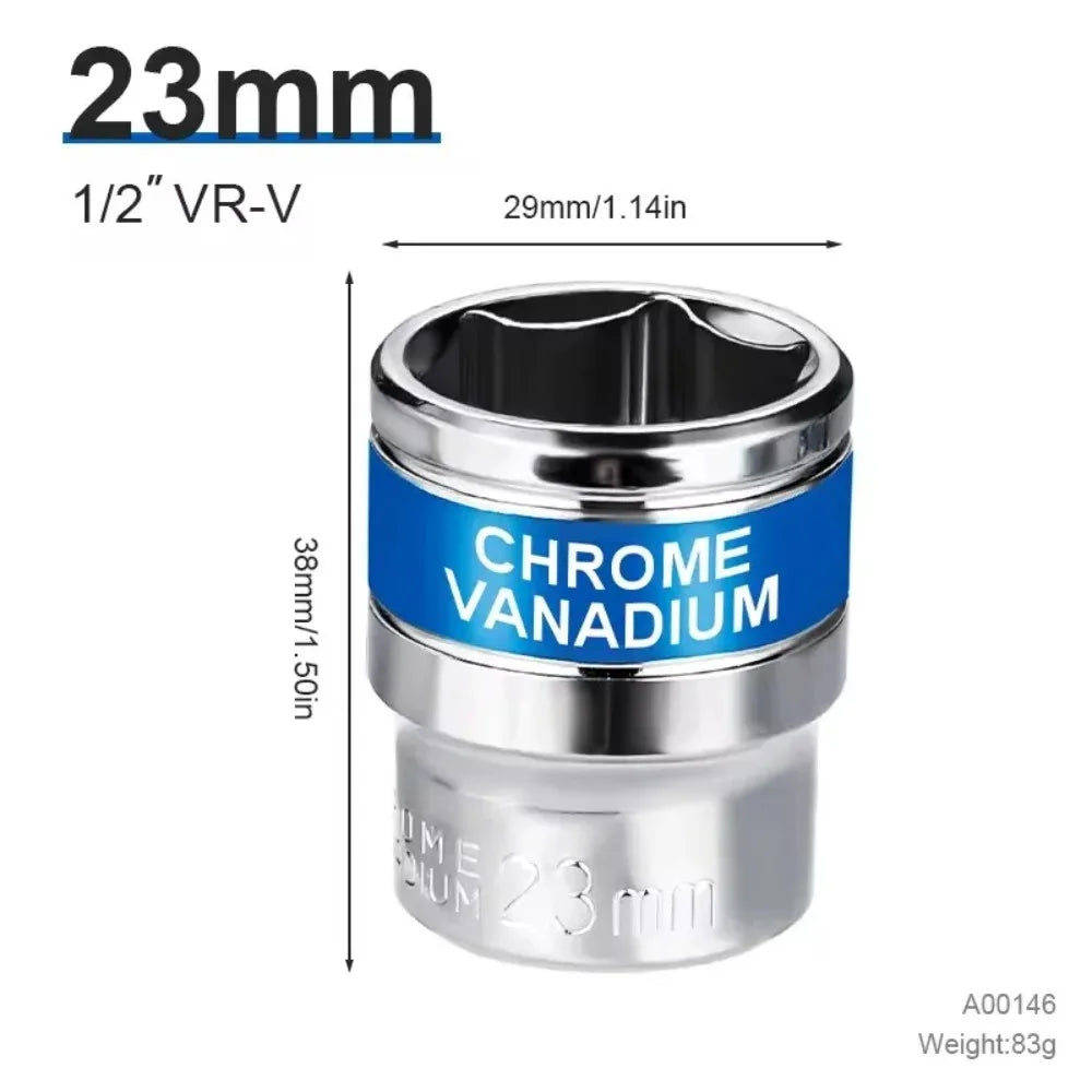 8mm-32mm 1/2" Drive Deep Impact Socket Set Drive Metric Wrench Socket Deep Impact Socket Pneumatic Wrench Head Tire Removal Tool