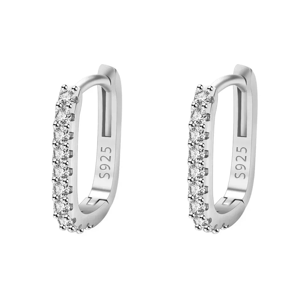 925 Sterling Silver Crystal Fashion Hoop Earrings for Women Wedding Party Gift Banquet Party Fashion Jewelry