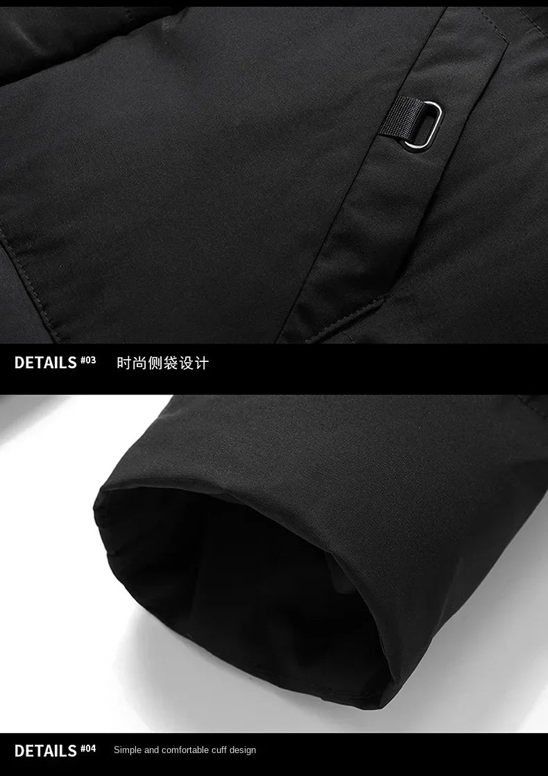 High Quality Long Cotton-padded Coat Warm Simple Solid Color Thin Look High Trend All Quality Fabric Comfortable Men's Parkas