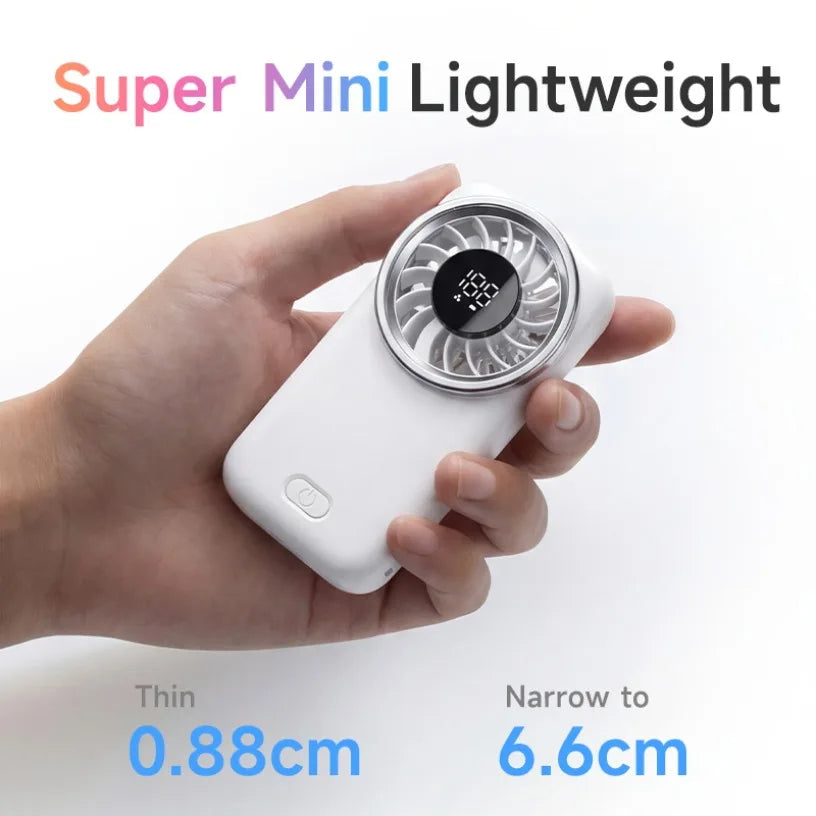 Mini Handheld Turbo Fan 100 Speed Portable USB Rechargeable with LED Digital Display 80000RPM Pocket Fan for Outdoor Travel