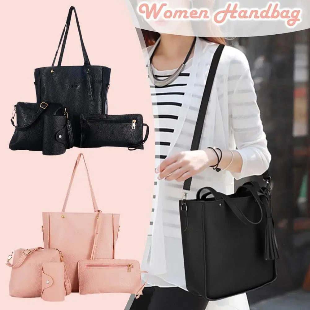 4Pcs Women Bag Set Handbag,Crossbody Bag,Storage Bag,European Fashion Large Capacity Casual Shoulder Bag Holiday Gift