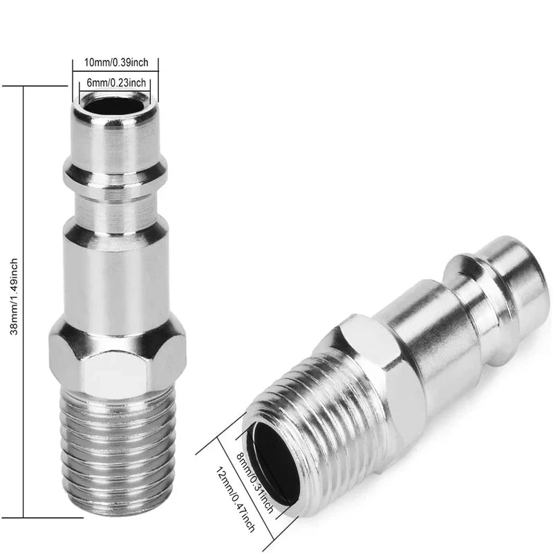 10Pcs 1/4" BSP Euro Air Compressor Quick Connect Fittings, Zinc Plated Steel Air Hose Coupler Male Female Quick Release Air Tool