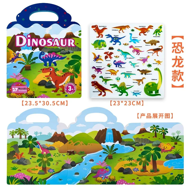 Children's Enlightenment Jelly Sticker Book Baby Hands-on DIY Jelly Sticker Puzzle Portable Puzzle Repeat Sticker Toy Magic Book