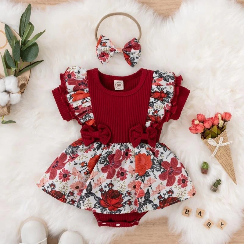Kids Dress For 0-18 Months Cotton Ruffle Sleeve Cute Butterfly Floral Summer Princess Formal Dresses Newborn Baby Girl Clothes