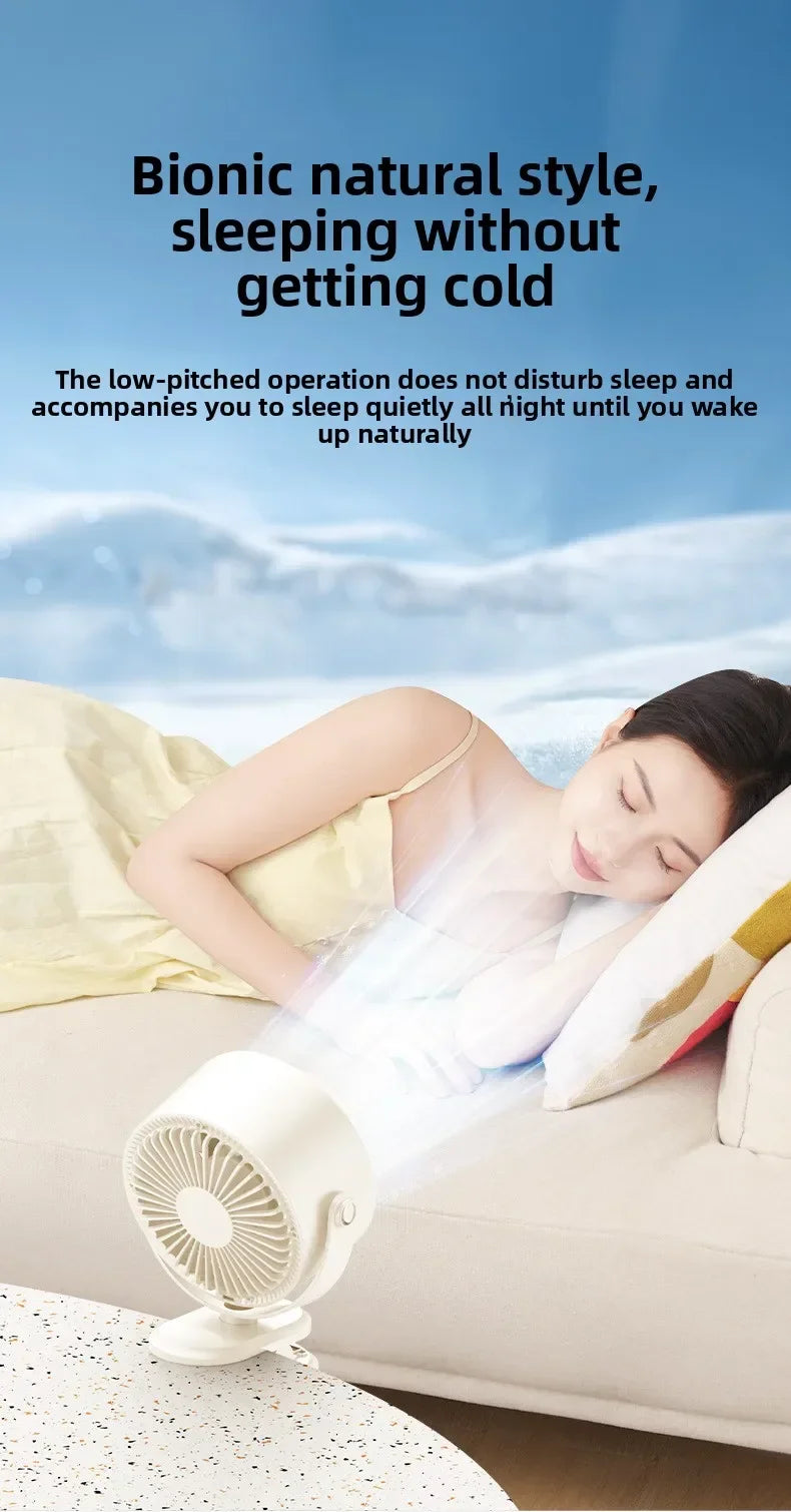 A little expert in life 100-Speed Desk Fan Clamp Fan LED Display Office Home Charge Wall-Mounted Hand-Free Fan