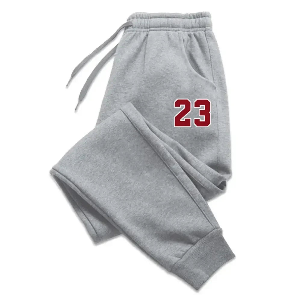 Men's Pants 23 Print Fleece Sweatpants Warm Jogging Pants Male Outdoor Trousers Straight Fashion Workout Sports Casual Long Pant