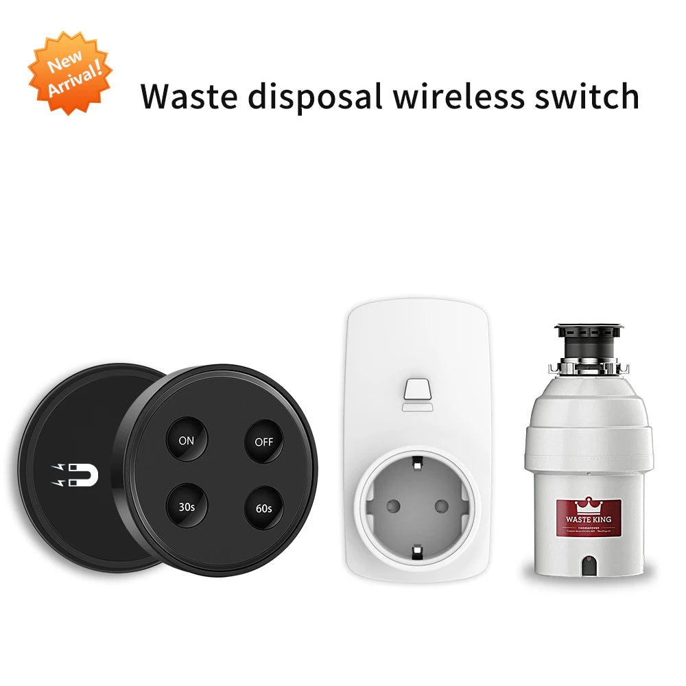 Kitchen Food Garbage Disposal Waste Grinder Remote Control Wireless Switch Timer EU KR Plug 16A Air Switch Replace No Pipe