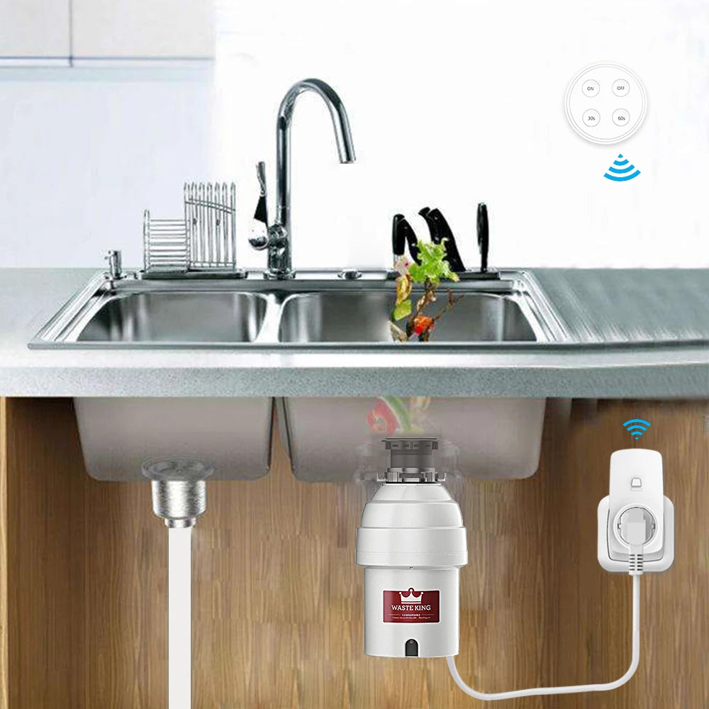 Kitchen Food Garbage Disposal Waste Grinder Remote Control Wireless Switch Timer EU KR Plug 16A Air Switch Replace No Pipe