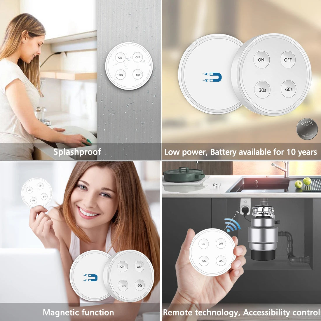Kitchen Food Garbage Disposal Waste Grinder Remote Control Wireless Switch Timer EU KR Plug 16A Air Switch Replace No Pipe