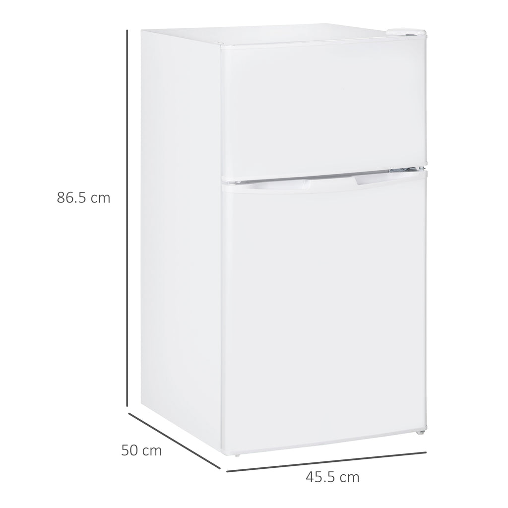 88L Under Counter Fridge Freezer, Small Refrigerator With 5-Setting, 3 Star Freezer Rating, White