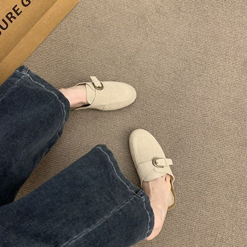 2026 Women's Slip-On Birkenstock Style Mules, French Retro Thick Sole Closed Toe Half Slippers, Casual Outdoor Shoes