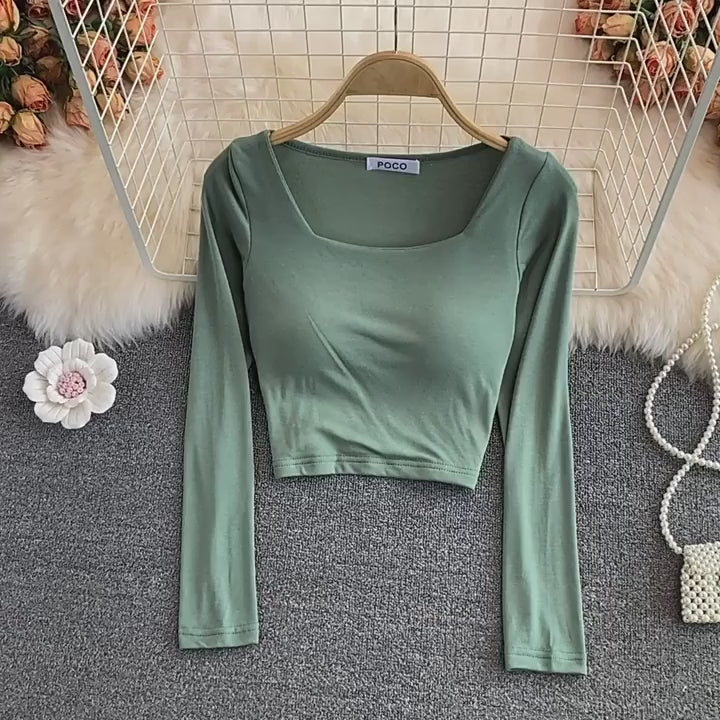 T-shirts For Women With Built In Bra T Shirts Womens Long Sleeve O-neck Tees Female Casual Korean Fashion Almighty Dropshipping