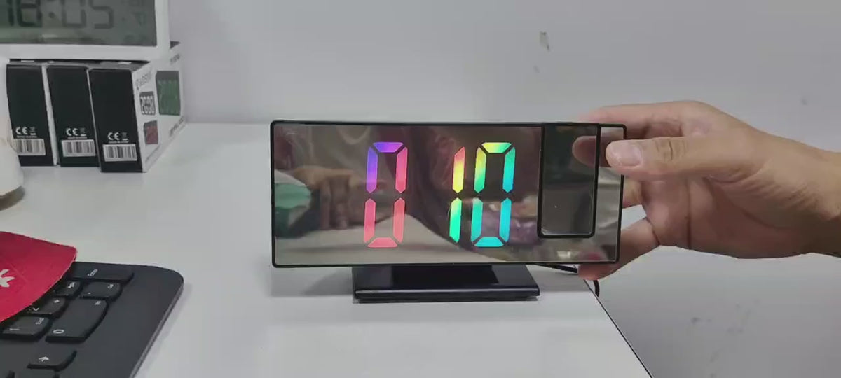 USB Powered  Digital Alarm Clock 180° Arm Projection Alarm Clock Time Temperature Snooze Table Clock 12/24H Projector LED Clock